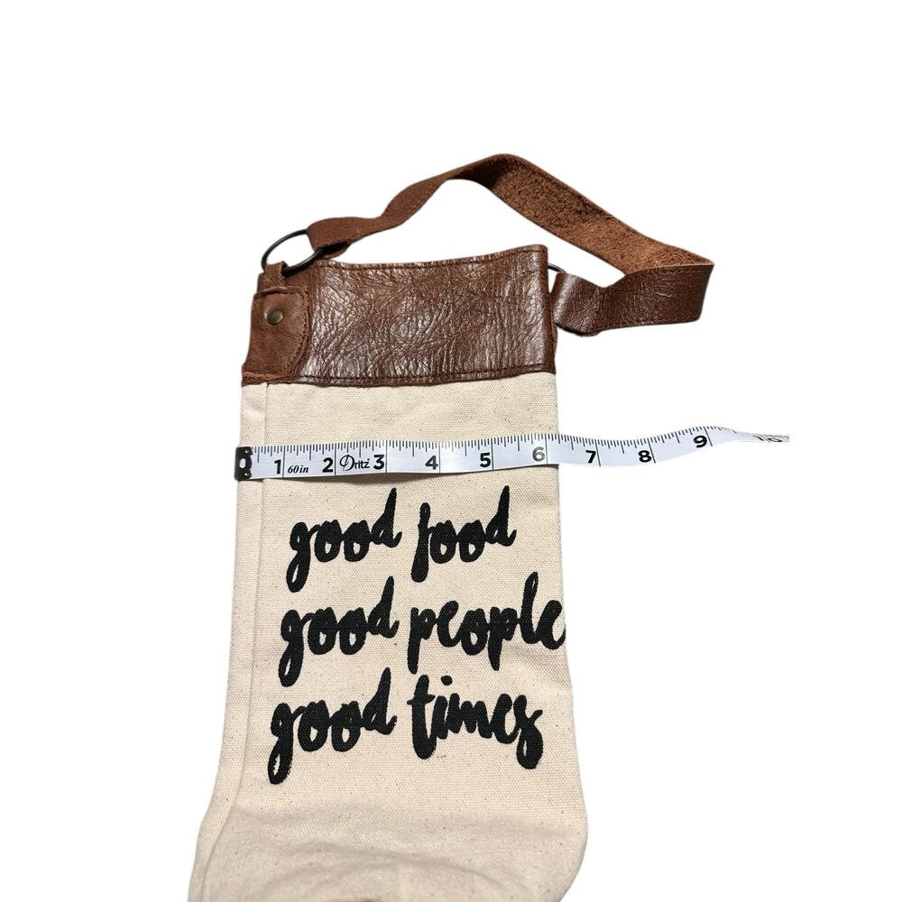 Wine Bag Gift Bag Good Food Good People Good Times Brown and Beige - Picture 4 of 6
